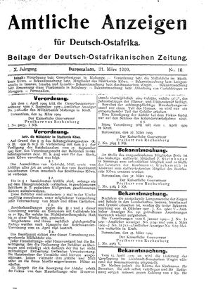 Deutsch-Ostafrikanische Zeitung vom 31.03.1909