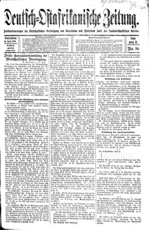 Deutsch-Ostafrikanische Zeitung vom 14.04.1909