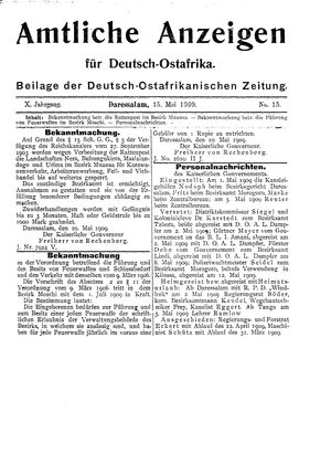 Deutsch-Ostafrikanische Zeitung vom 15.05.1909