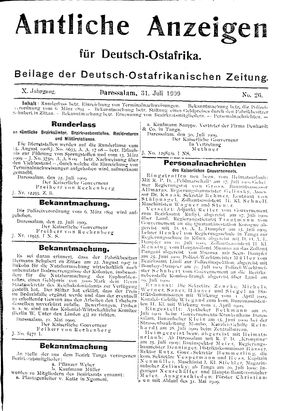 Deutsch-Ostafrikanische Zeitung vom 31.07.1909