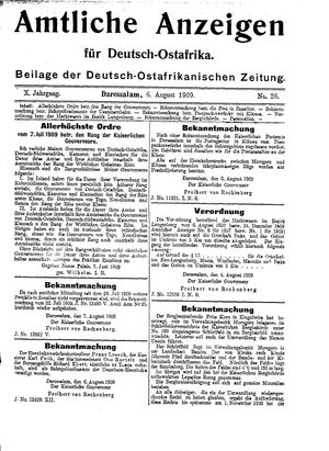 Deutsch-Ostafrikanische Zeitung on Aug 8, 1909