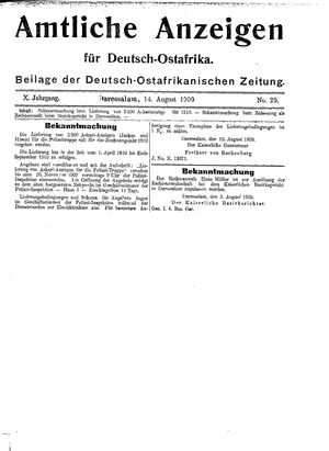 Deutsch-Ostafrikanische Zeitung vom 14.08.1909