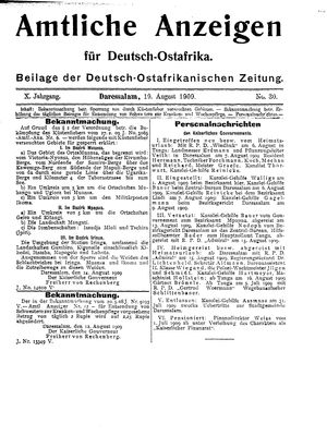 Deutsch-Ostafrikanische Zeitung vom 19.08.1909