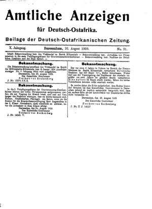 Deutsch-Ostafrikanische Zeitung vom 26.08.1909
