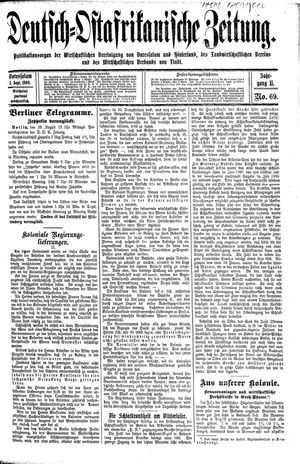 Deutsch-Ostafrikanische Zeitung on Sep 1, 1909