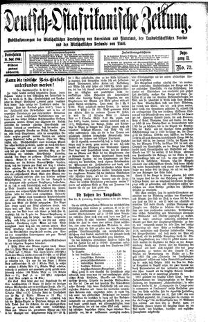 Deutsch-Ostafrikanische Zeitung vom 15.09.1909