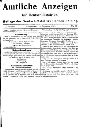 Deutsch-Ostafrikanische Zeitung vom 23.09.1909