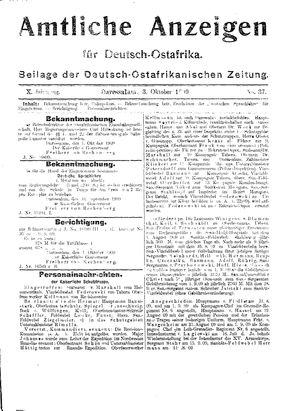 Deutsch-Ostafrikanische Zeitung on Oct 3, 1909