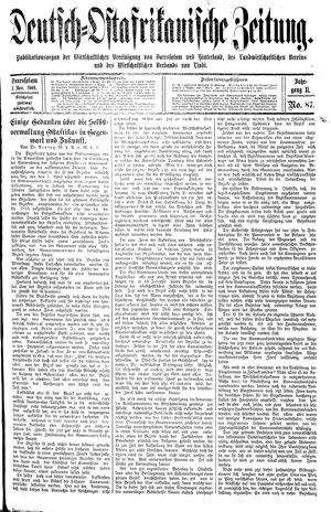 Deutsch-Ostafrikanische Zeitung vom 03.11.1909