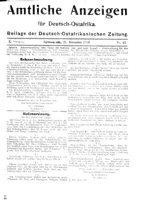 Deutsch-Ostafrikanische Zeitung vom 21.11.1909