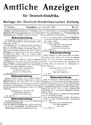 Deutsch-Ostafrikanische Zeitung vom 28.11.1909