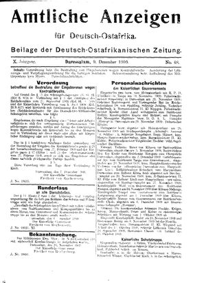 Deutsch-Ostafrikanische Zeitung vom 09.12.1909