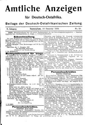 Deutsch-Ostafrikanische Zeitung vom 19.12.1909