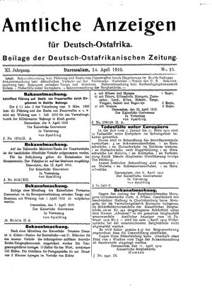 Deutsch-Ostafrikanische Zeitung on Apr 14, 1910