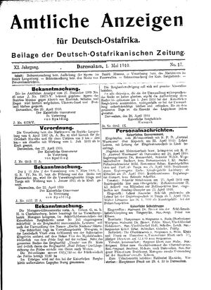 Deutsch-Ostafrikanische Zeitung vom 01.05.1910