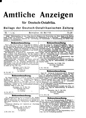 Deutsch-Ostafrikanische Zeitung on May 22, 1910
