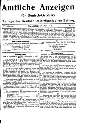 Deutsch-Ostafrikanische Zeitung on Jun 19, 1910