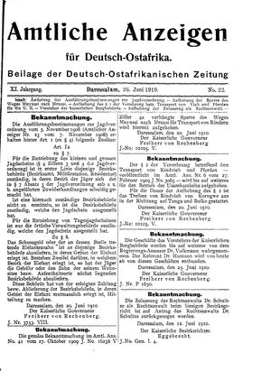 Deutsch-Ostafrikanische Zeitung vom 26.06.1910