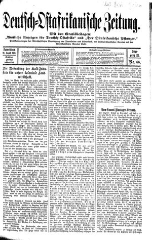 Deutsch-Ostafrikanische Zeitung vom 20.08.1910
