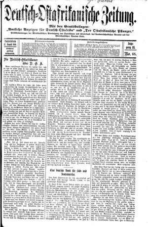 Deutsch-Ostafrikanische Zeitung vom 27.08.1910