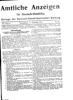 Deutsch-Ostafrikanische Zeitung vom 11.09.1910