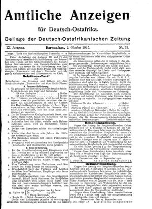 Deutsch-Ostafrikanische Zeitung on Oct 2, 1910