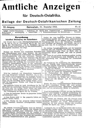Deutsch-Ostafrikanische Zeitung vom 31.12.1910