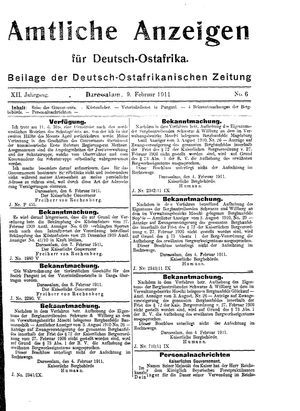 Deutsch-Ostafrikanische Zeitung on Feb 9, 1911