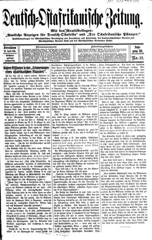 Deutsch-Ostafrikanische Zeitung vom 22.04.1911