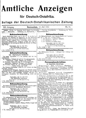 Deutsch-Ostafrikanische Zeitung vom 23.07.1911