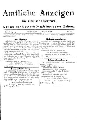 Deutsch-Ostafrikanische Zeitung vom 17.08.1911