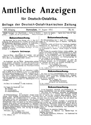 Deutsch-Ostafrikanische Zeitung vom 20.08.1911