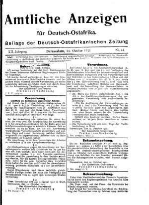 Deutsch-Ostafrikanische Zeitung vom 22.10.1911