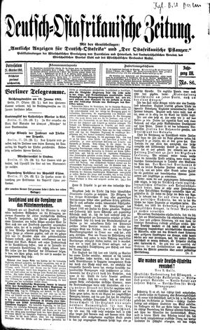 Deutsch-Ostafrikanische Zeitung vom 28.10.1911