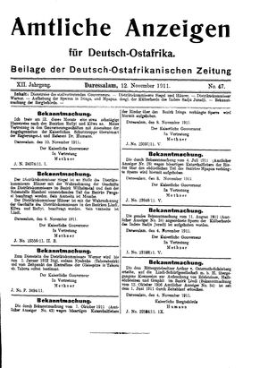 Deutsch-Ostafrikanische Zeitung on Nov 12, 1911