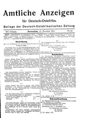 Deutsch-Ostafrikanische Zeitung on Nov 15, 1911