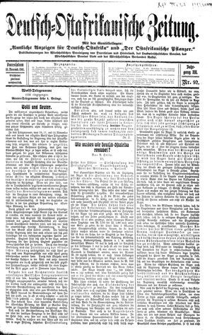 Deutsch-Ostafrikanische Zeitung vom 18.11.1911