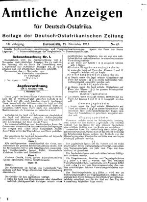Deutsch-Ostafrikanische Zeitung vom 19.11.1911