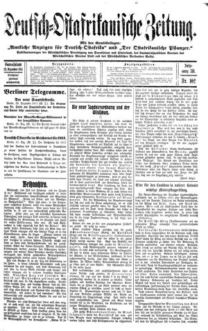 Deutsch-Ostafrikanische Zeitung vom 23.12.1911