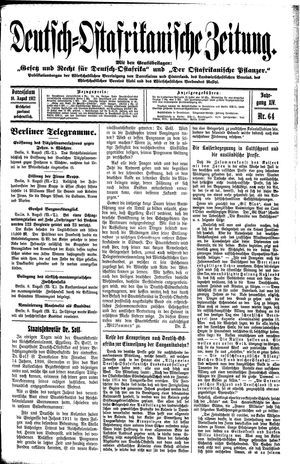Deutsch-Ostafrikanische Zeitung vom 10.08.1912