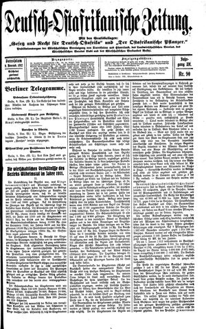 Deutsch-Ostafrikanische Zeitung vom 09.11.1912