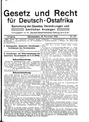 Deutsch-Ostafrikanische Zeitung vom 16.11.1912