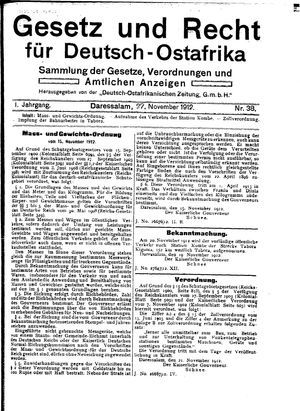 Deutsch-Ostafrikanische Zeitung vom 27.11.1912