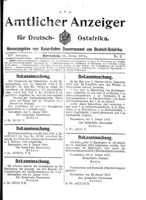 Deutsch-Ostafrikanische Zeitung vom 11.01.1913