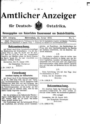 Deutsch-Ostafrikanische Zeitung vom 22.01.1913