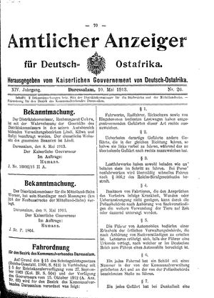 Deutsch-Ostafrikanische Zeitung vom 10.05.1913