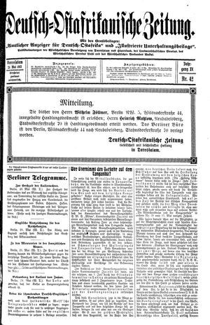 Deutsch-Ostafrikanische Zeitung vom 24.05.1913