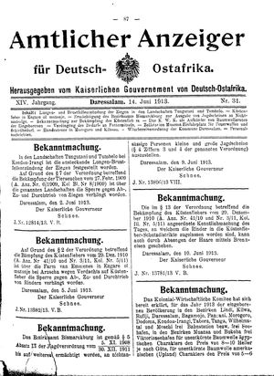 Deutsch-Ostafrikanische Zeitung on Jun 14, 1913