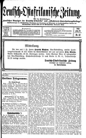 Deutsch-Ostafrikanische Zeitung on Aug 2, 1913