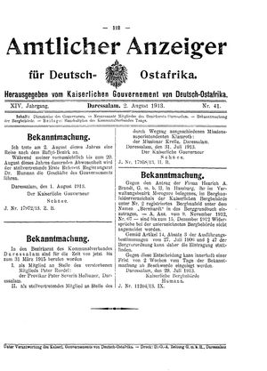 Deutsch-Ostafrikanische Zeitung on Aug 2, 1913